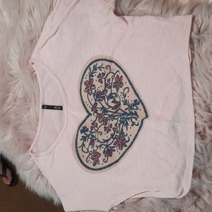Love culture cropped pink heart top size small